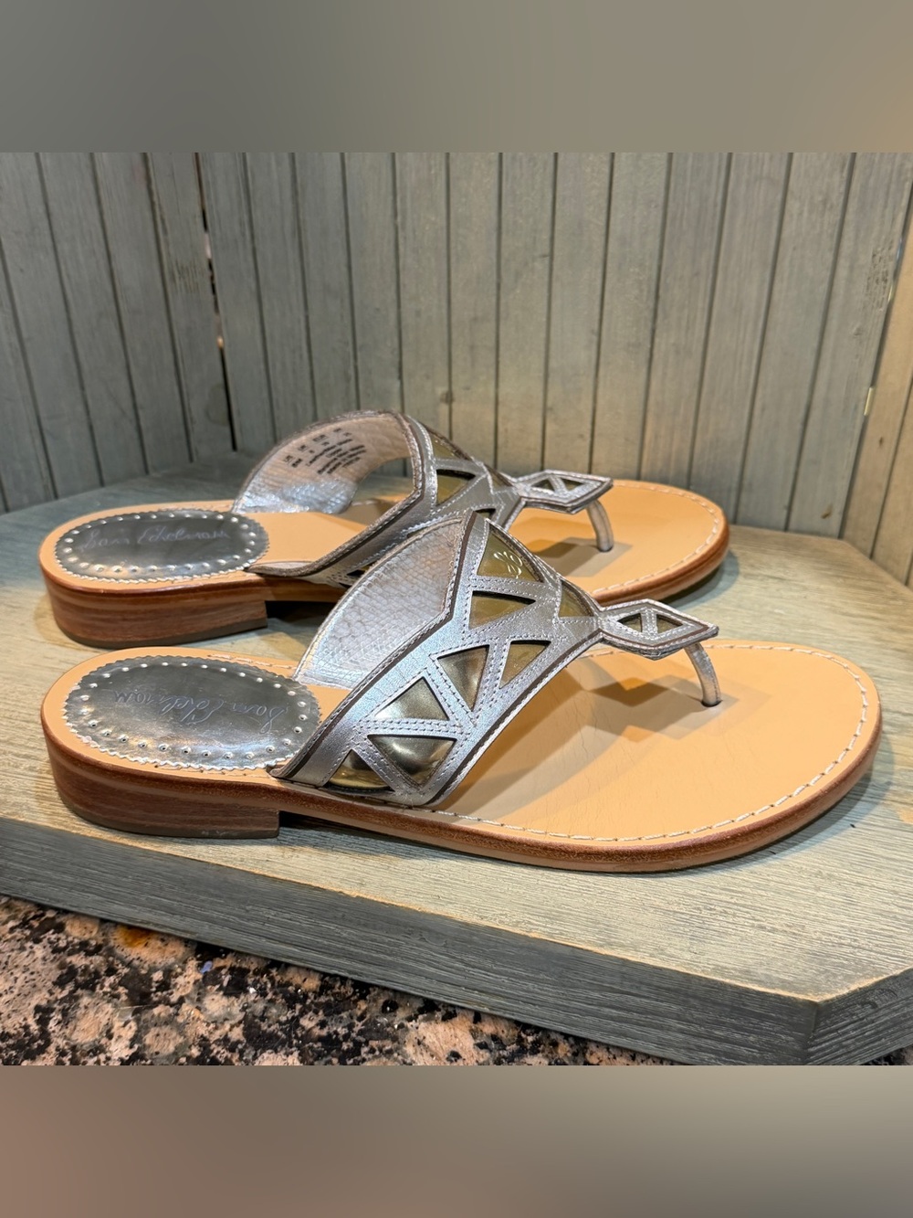 Sam Edelman Metallic Silver Leather Thong Sandals 8M